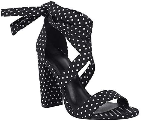 Liyuandian Womens High Block Heel Dress Sandals Tie Lace Up Ankle Strap Open Toe Chunky Party Pumps Shoes