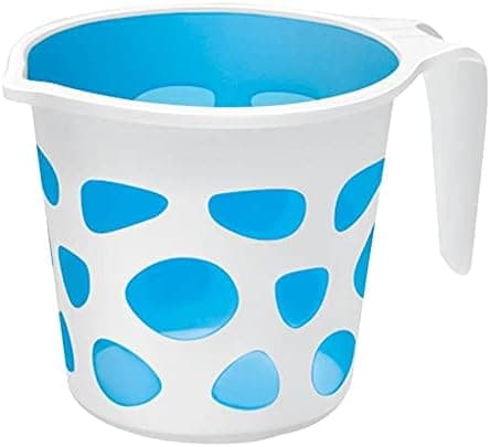 Extremely Premium Plastic Duplex Designer Bathroom Bath Mugs Accessory x 1 Mug BPA Free Bathing Mugs Dabba Camping Mug, Certified Bathing Water Mug - 1.5 Litre Capacity - Assorted Colors (Blue)