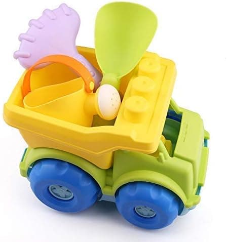 LotFancy 6 Piece Beach Toys for Kids, Sand Toy for Toddlers, Beach Toy Set with Dump Truck, Watering Can, Shovel, Rake, Sand Molds Toys for Boys Girls Infants with Mesh Bag
