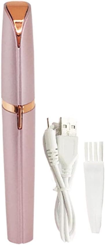 ximai Rechargeable Eyebrow Trimmer,Flawless Hair Remover for Women,Portable Ladies Painless Electric Facial Shaver Rose Gold