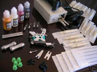TWO FRAMES TATTOO MACHINE KITS WITH NEEDLES, TUBES, POWER AND MORE (INK ARE NOT INCLUDED)