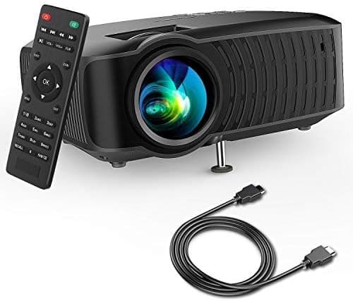 Movie Projector, DBPOWER 2019 Newest 120 ANSI 3400Lm LCD Video Projector Free HDMI 176" Display 50,000 Hours LED Portable Projector Support 1080P, Compatible with HDMI/AV/USB/SD/VGA/TV/Laptop/Game