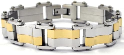 New 8" Men's Stainless Steel Gold Plated Bracelet