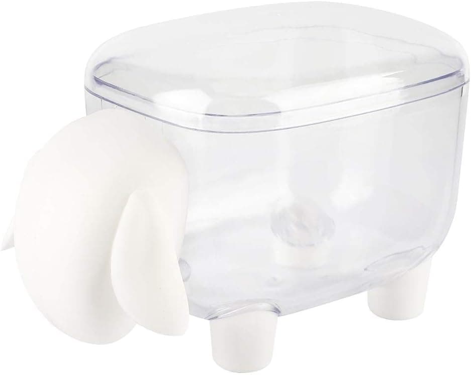 Wifehelper Mini Cotton Swab Storage Box Swab Holder Cosmetic Cotton Toothpick Holder Organizer Sheep Shape Cosmetics Makeup Storage Box (White)