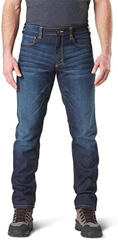 5.11 Tactical Men's Defender-Flex Slim Work Jeans, Patch Pockets, Fitted Waistband, Style 74465