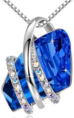 Leafael Wish Stone Pendant Necklace with Birthstone Crystal, 18K Rose Gold Plated/Silvertone, 18" + 2"