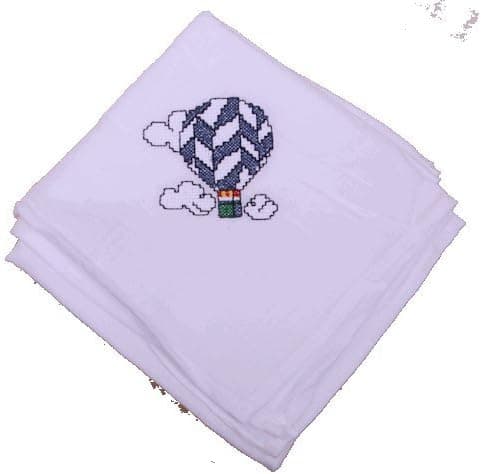 Cross Stitch Hot Air Balloon Flour Sack Dish Towel