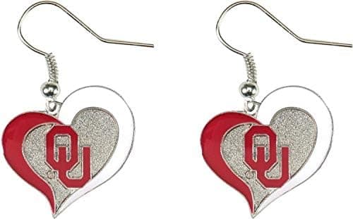 Aminco NCAA Oklahoma Sooners Swirl Heart Earrings