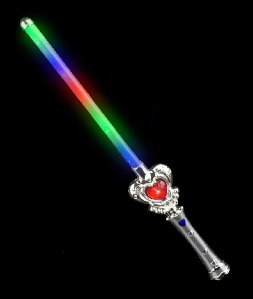Fun Central - Multicolor LED Light Up Heart Wand | Kids Party Supplies, Birthdays, Halloween Costume Supplies, Raves, EDM Concerts, Cosplay, Sensory Toys for Kids