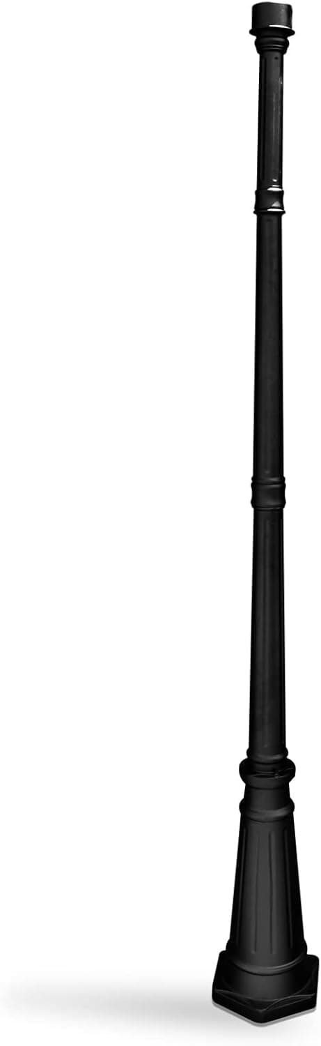 Gama Sonic Decorative Outdoor Lamp Post for Solar Lights, Black Cast Aluminum, 3" Fitter Mount, 6.5' Tall, GS-DP55F-BLK