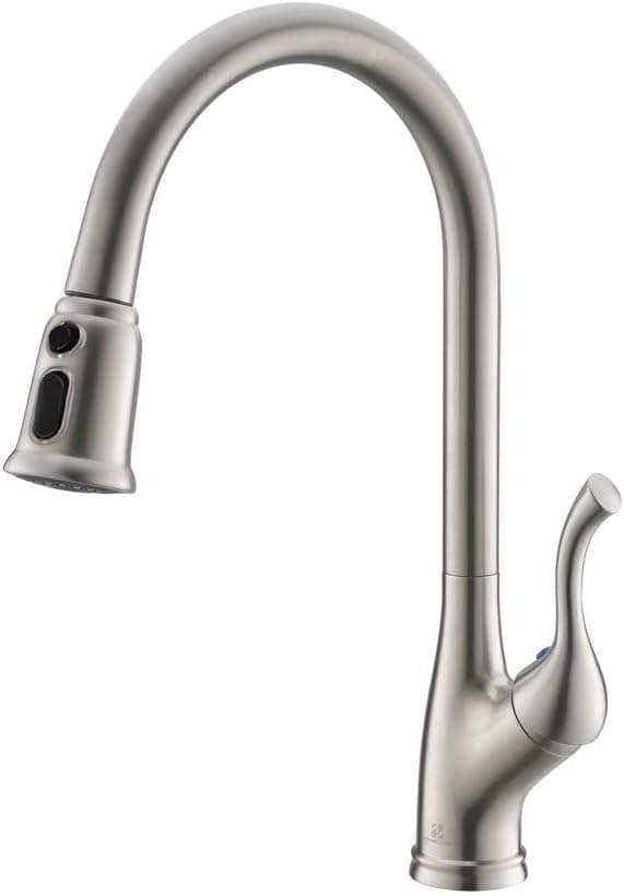 HOMELODY Single Handle Pull out Kitchen Faucet, Single Lever Kitchen Sink Faucets with Pull Down Sprayer, Brushed Nickel K109BN Grifo de cocina