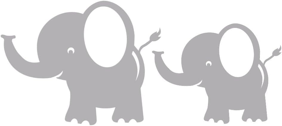 Bobee Elephant Wall Decal, Jungle Safari Room Decor, Light Grey, Large