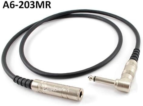 CablesOnline 3ft Premium 1/4 inch 6.3mm Female to Male Right-Angle Mono Audio Extension Cable, (A6-203MR)
