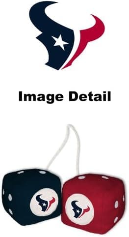 Houston Texans NFL Team Logo Car Truck SUV Rear View Mirror Ornament Plush Fuzzy Dice - PAIR