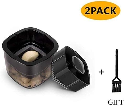 Garlic Press Garlic Chopper - Cube Mini Garlic-A-Peel Peeler Grater with Stainless Steel Blades & Small Brush Practical Kitchen Utensil for Kitchen Aid, Ginger, Olive