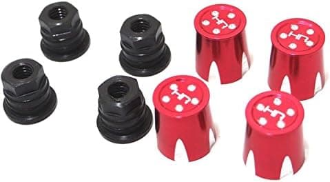Hot Racing ACC74MB02 Aluminum Wheels Nut Caps and M4 Nuts (Red)(4) - Flat Head