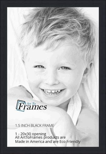 ArtToFrames 20x30 Inch Black Picture Frame, This 1.5" Custom Wood Poster Frame is Black Stain on Pine, for Your Art or Photos, WOM0066-80206-YBLK-20x30