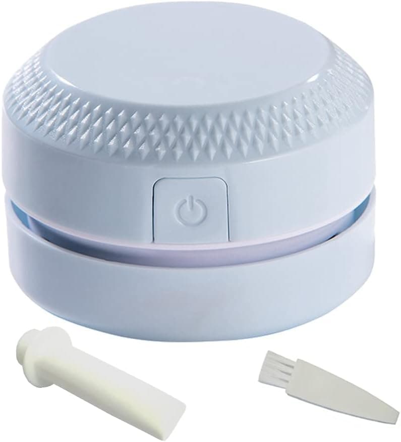 Mini Portable Handheld Cordless Tabletop Crumb Sweeper Desktop Vacuum Cleaner, Cleaning Hairs, Crumbs, Computer Keyboard of Gifts for Kids (Blue)