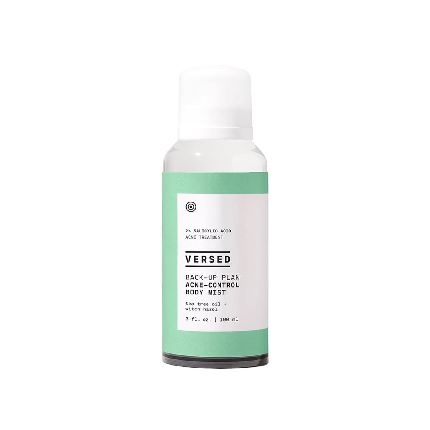 Versed Back-Up Plan Acne-Control Body Mist - Fast-Drying, Residue-Free Treatment Mist with Salicylic Acid, Tea Tree Oil & Witch Hazel, Help Reduce Blemishes on Back, Body - Vegan (3 fl oz)
