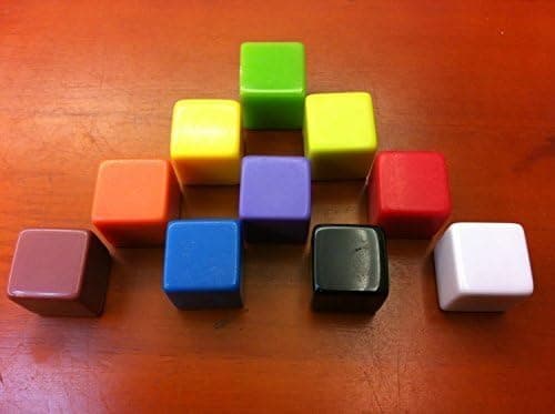 Smartdealspro Set of 10 16MM Square Blank Six Sided Dice Teaching Plastic Cubes Assorted 10 Colors