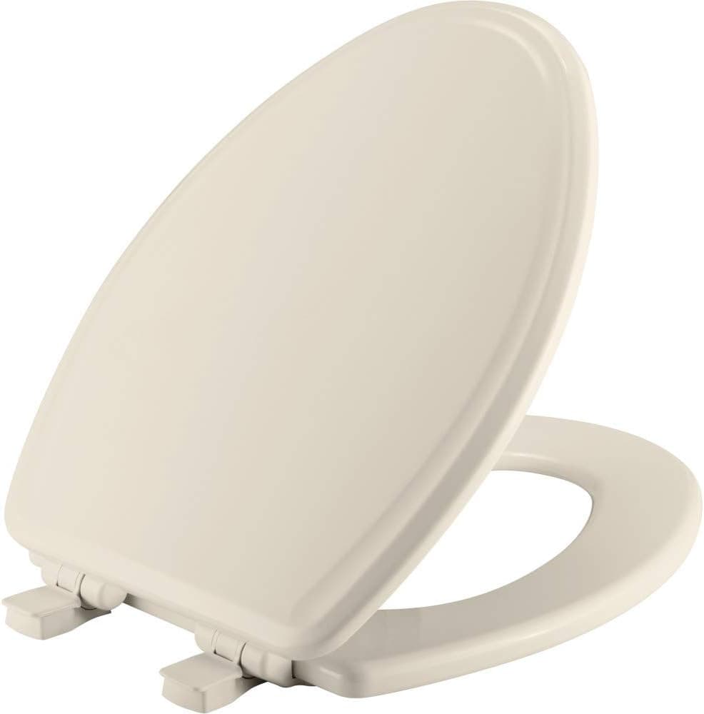 BEMIS 1600E3 346 Toilet Seat will Slow Close and Never Come Loose, ELONGATED, Durable Enameled Wood, Biscuit/Linen