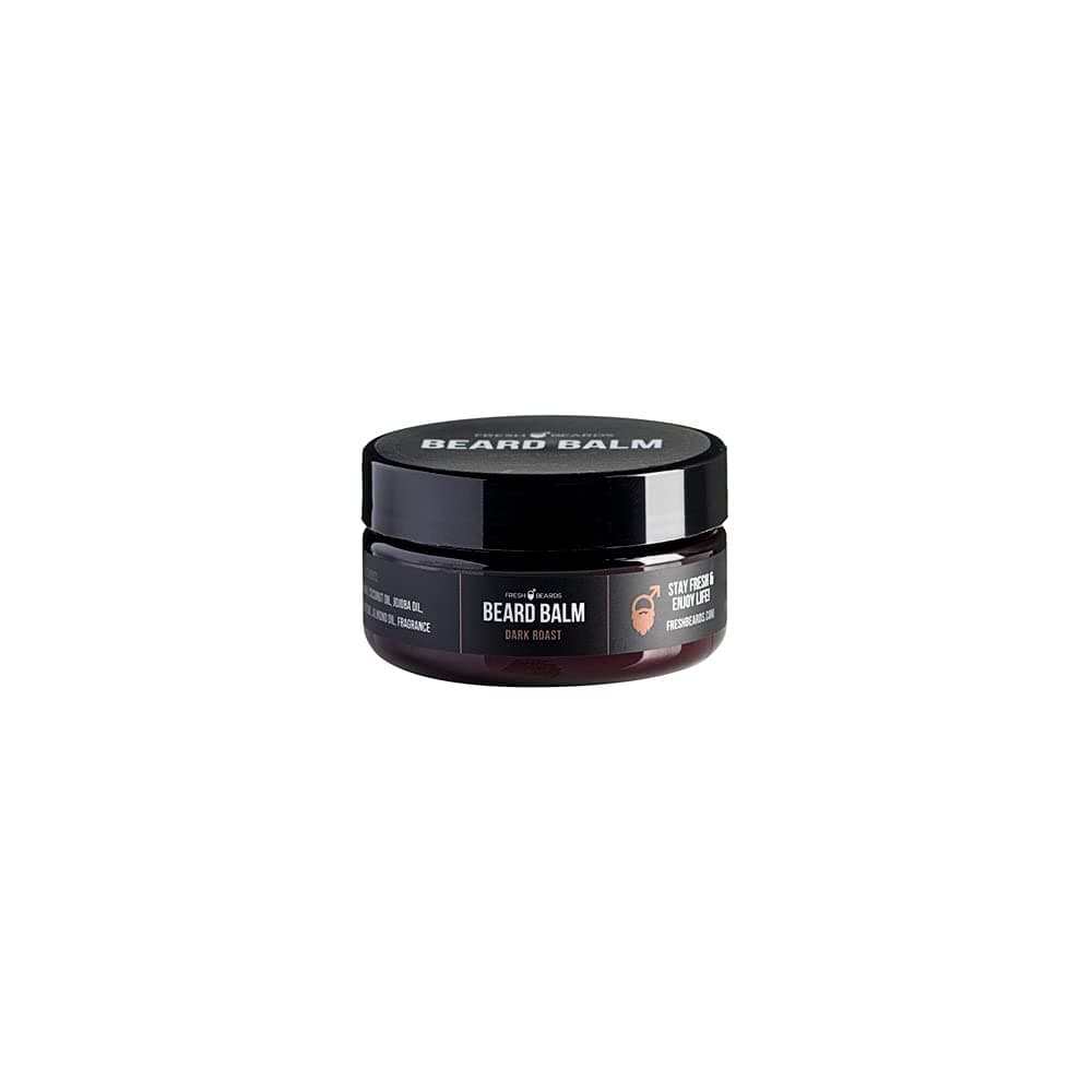 Fresh Beards Dark Roast Beard Balm - Fresh Brew Coffee Bean and Sweet Cream Fragrance - Scented Mens Beard and Mustache Balm - Soothing Anti-Itch Moisturizer & Softener for Healthy Beard Growth & Styling