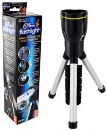 Tripod LED Adjustable Flashlight, Dual Function Converts to Hand-held (Black and Silver)