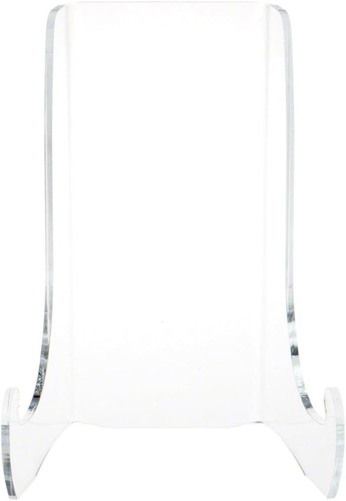 Plymor Clear Acrylic Flat Back Easel with Shallow Support Ledges, 9" H x 6.75" W x 5.25" D