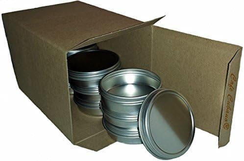 Tin Flat Container 2oz with Tight Sealed Screwtop Cover. Use for Storing Small Food Items, Condiments, Spices and More (3 Pieces)