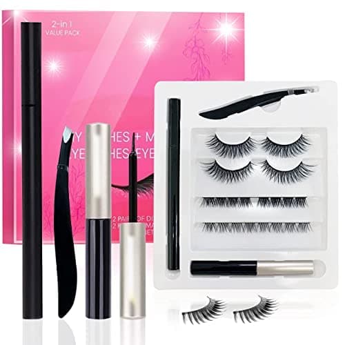 3D Upgrade Magnetic Eyelashes Kit for Natural Looking Eyelashes, Magnetic Eyeliner Kit, Reusable Waterproof Magnetic False DIY Lashes with Applicator and Glue Gel