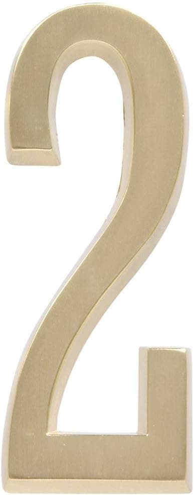 Hillman 843352 Distinctions Address Plaque Number 2 Two Self Adhesive Sign, Brushed Brass Metal, 4x3.5 Inches 1-Sign