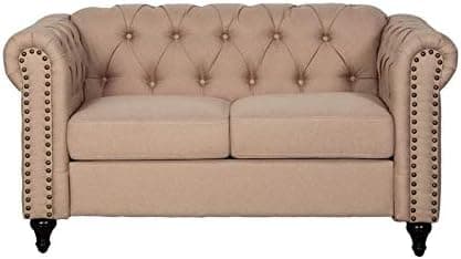 Kingway Furniture Modern Durres Living Room Loveseat in Beige