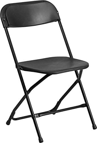 Flash Furniture Hercules Series Capacity Plastic Folding Chair, 800 lb, Black
