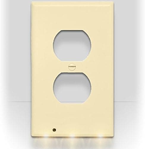 SnapRays Guidelight - Duplex Outlet Coverplate with LED Night Lights, Light Almond