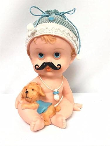 Baby Shower Large Baby with Mustache & Dog Cake Topper Centerpiece Favor