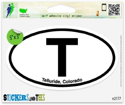 T Telluride Colorado Oval Car Sticker Indoor Outdoor 5" x 3"