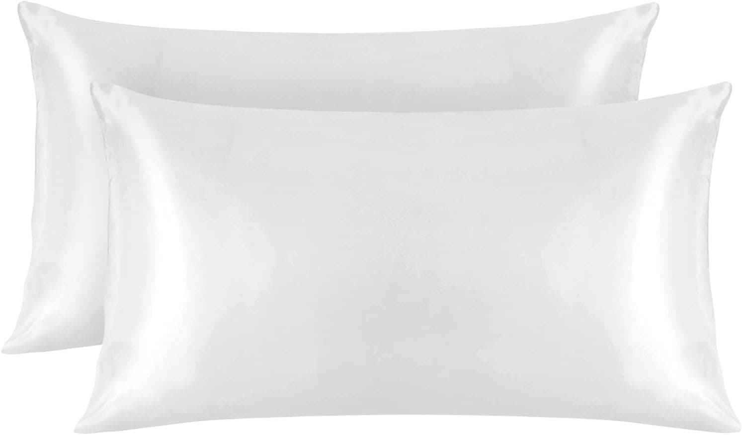 KavRave Satin Pillowcase for Hair and Skin, 2-Pack Pillow Cases - Cooling Satin Pillow Covers with Envelope Closure (Pure White, King 20''×36'')