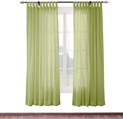 cololeaf Indoor Outdoor Sheer Curtain for Patio| Porch| Gazebo| Pergola | Cabana | Dock| Beach Home| Backyard| Country| Garden| Wedding - Tab Top - Moss 52" W x 102" L (1 Panel)