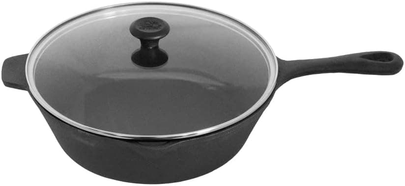 Old Mountain Pre Seasoned 5 Quart Deep Fry Skillet with Assist Handle and Lid, 12 Inch x 3 1/2 Inch