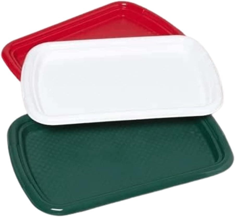 Christmas Rectangular Colors Plastic Serving Trays (Pack of 3) Size - 15" x 10.3" - Party Table Supplies Platters