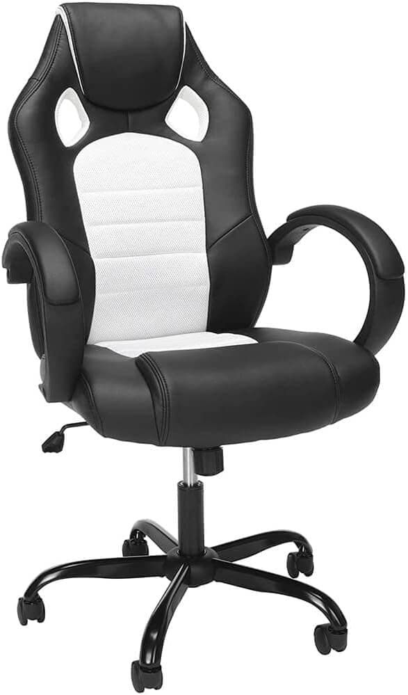 OFM ESS Collection High-Back Gaming Chair, Padded Loop Arms, White