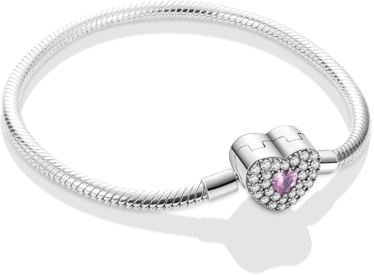 MULA 925 Sterling Silver Snake Chain Charm Bracelet Butterfly Best Friend Heart with 5A Cubic Zirconia for Women Girls Gift for Her