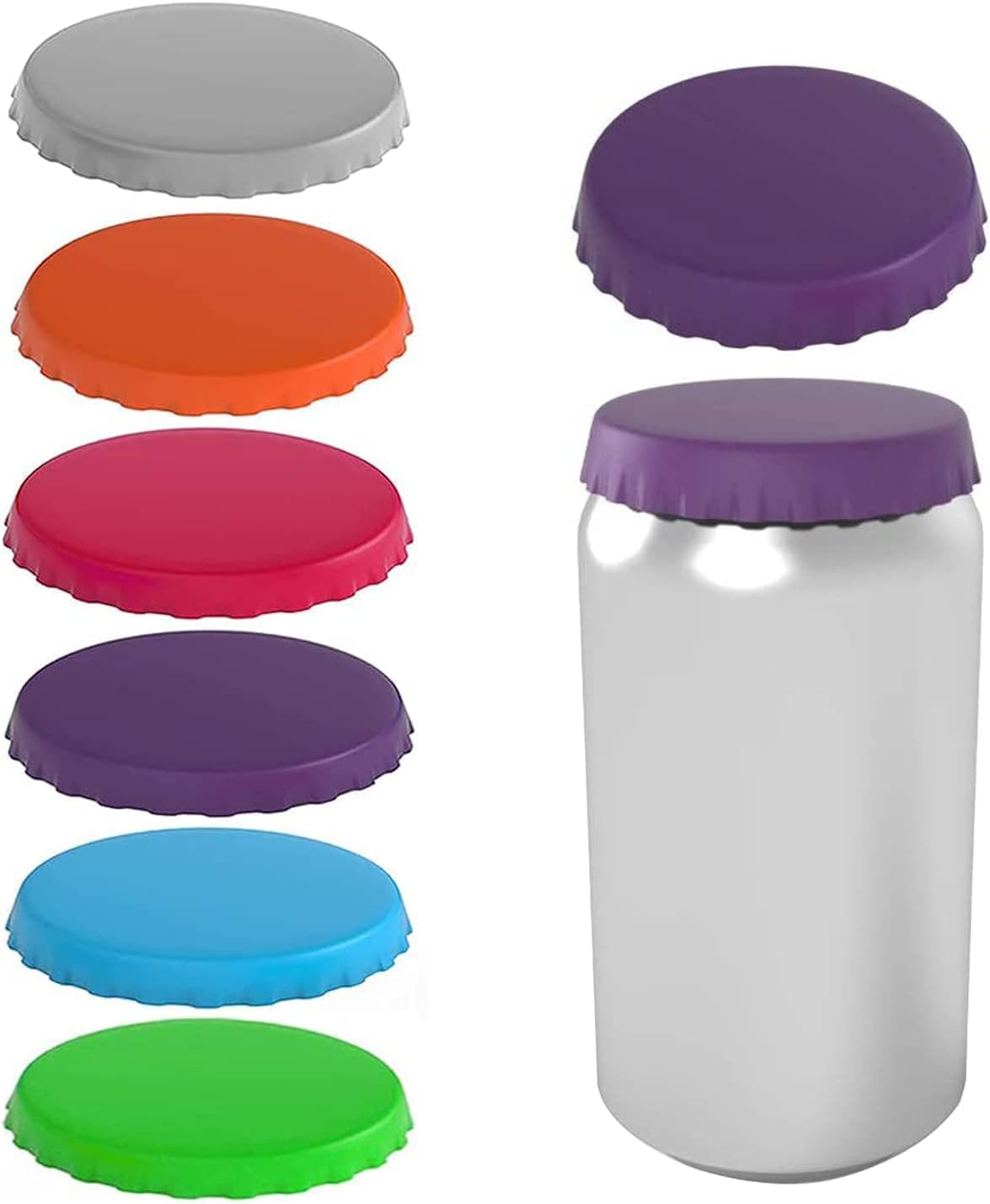 Soda or Beverage Can Lid, Cover or Protector, Fits Standard Soda/Beverage cans (2 Pack, Purple & Gray)