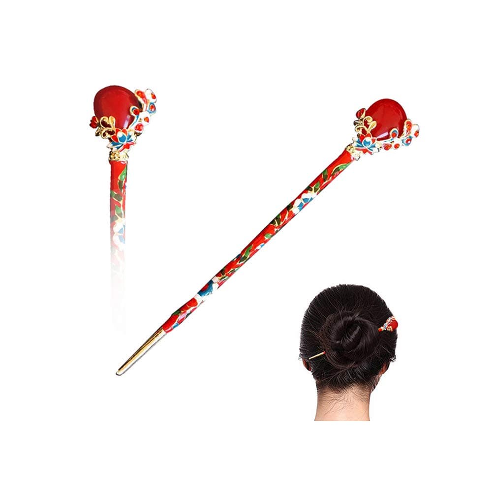STAR-TOP Chinese Hair Chopstick Hair Decor flower Hair Pin Hair Clip Metal Hair Stick with Jewelly Box