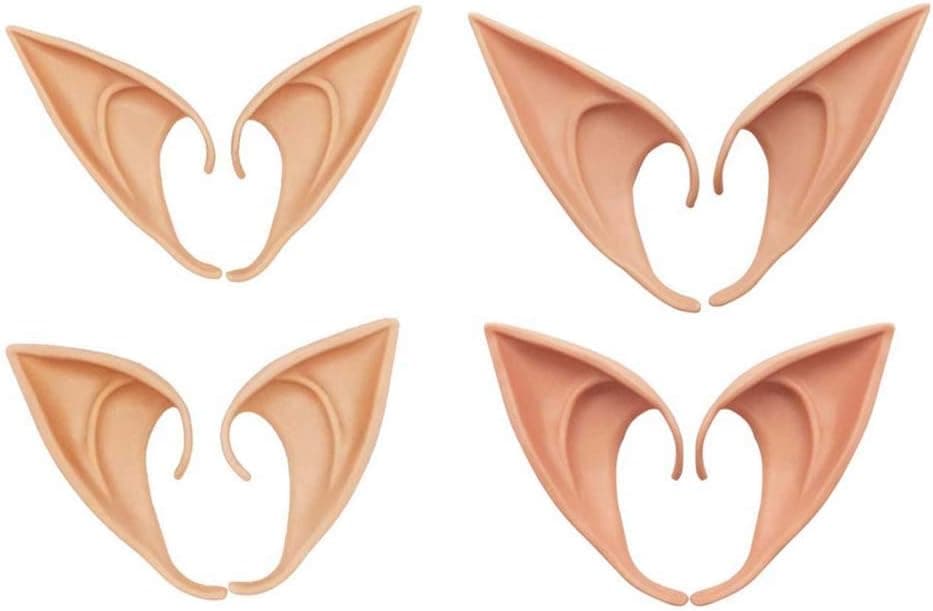 4 Pairs Halloween Latex Elf Demon Ears Cosplay Fairy Pixie Elf Ears Elven Vampire Fairy Ears for Cosplay Halloween Party