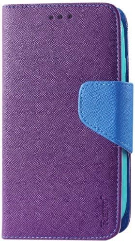 Reiko 3-In-1 Wallet Case with Interior Leather-Like Material and Polymer Cover for BLU Studio 5.0 D530 - Retail Packaging - Purple