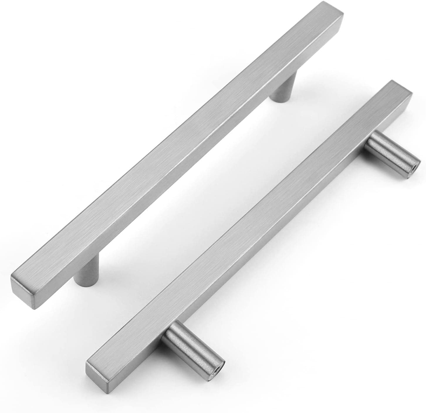 OYX 15 Pack Cabinet Handles Brushed Nickel Drawer Pulls J22BSS Cabinet Door Handles Stainless Steel Cabinet Pulls Modern Square Bar Pulls 5in Hole Centers Cupboard Handles