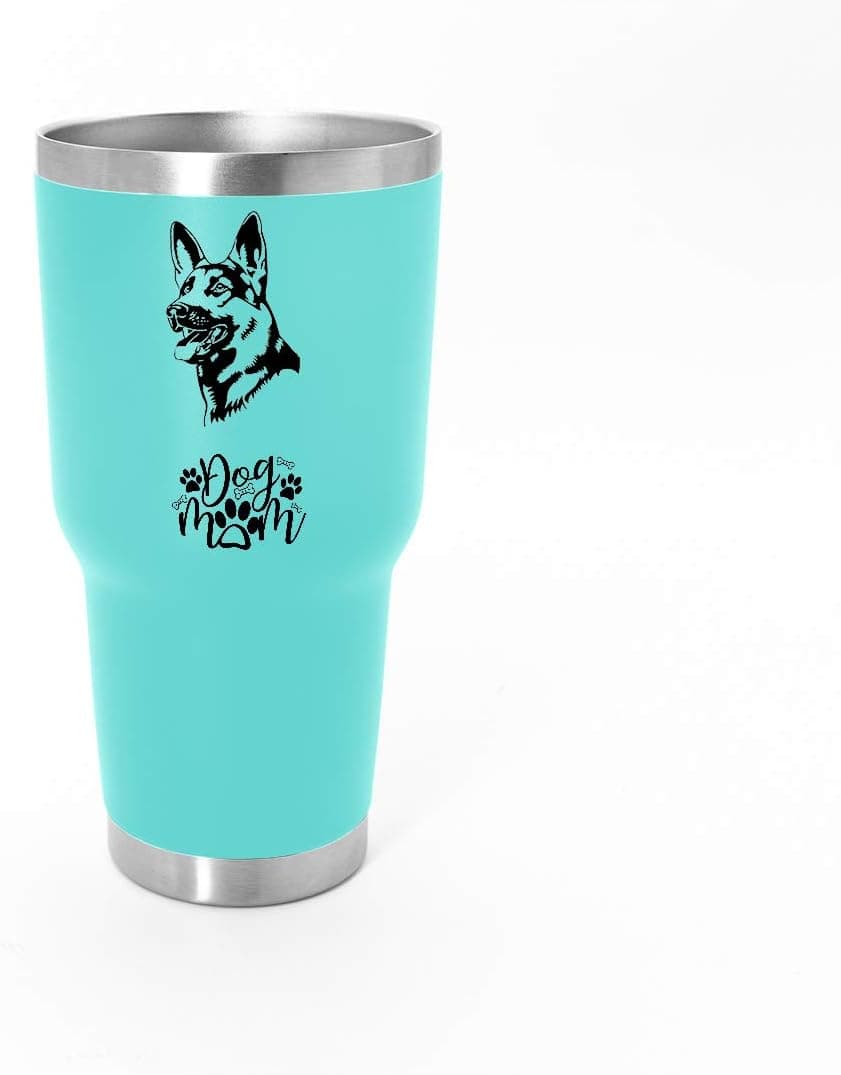 German Shepherd Gift For Dog Moms - 30oz - Stainless Steel Mug With Straw And Sealed Lid - Teal - A Tumbler Gift For Women German Shepherd Dog Lovers