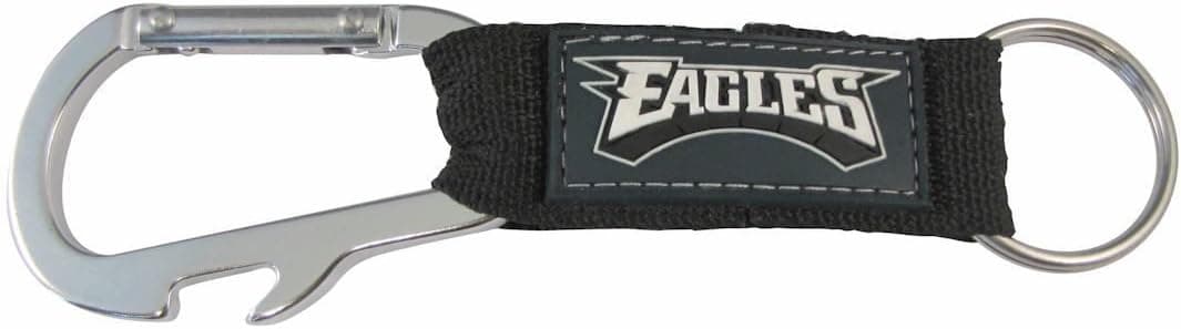 NFL Carabineer Keychain and Bottle Opener- Nylon Strap with PVC Logo