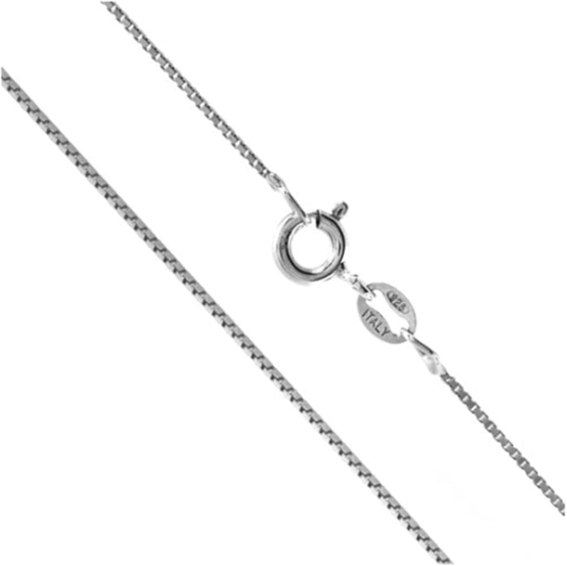 NaNa Chic Jewelry Womens 925 Sterling Silver Box Chain Necklace 1.0mm Italy, (18-30 inch)